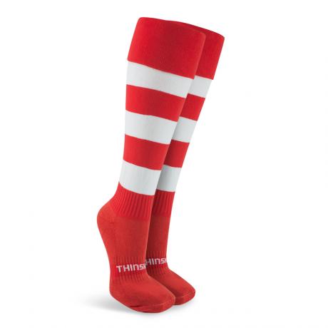 Red with White Hoops | Active Socks